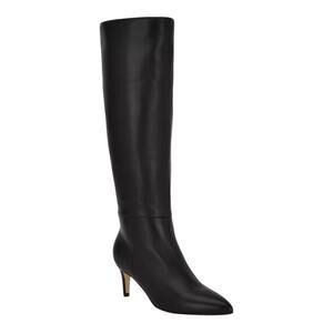 Calvin Klein Women's Garray Leather Pointy Toe Knee High Boots Black Size 9